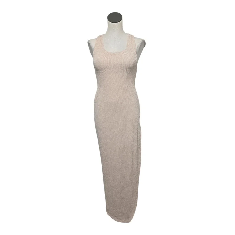NWT Revolve Rumer Rosa Maxi Dress Pastel Pink Sleeveless Ribbed Side Slit Medium